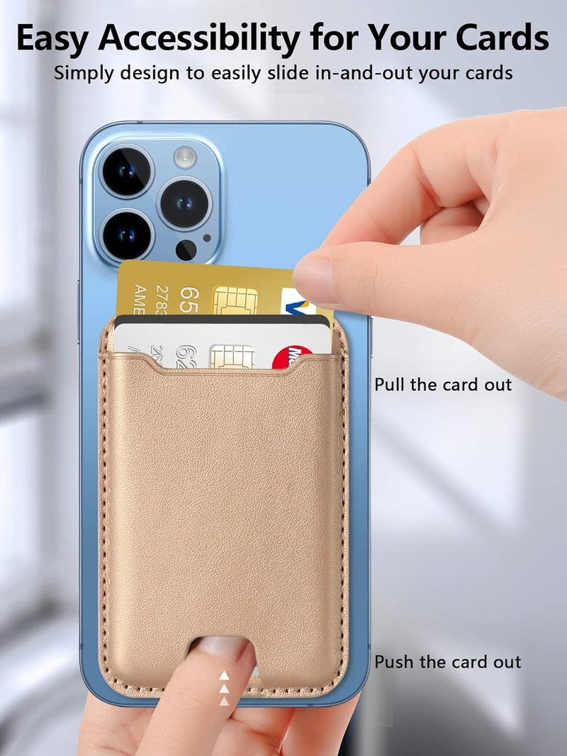 TopMade for Magsafe Wallet, Strongest Magnetic Card Holder for iPhone 17, iPhone 16/15/14/13/12 Series, Magnetic Phone Wallet with Powerful Magnets, RFID Blocking, Fit 4 Cards, Desert Titanium Gold - Image 5